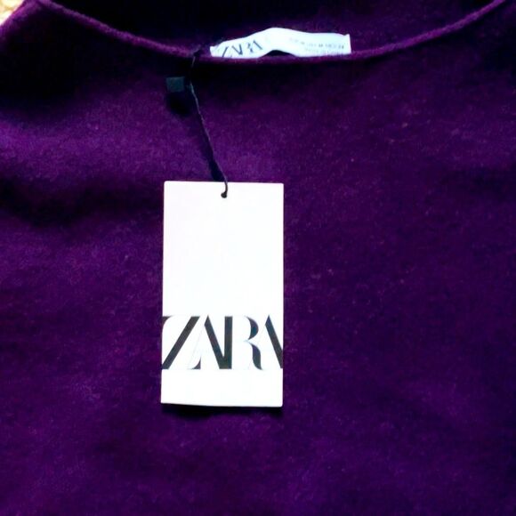 NWT ZARA Knit Sweater with Asymmetric Neck Burgundy Wine Size M - Picture 8 of 10
